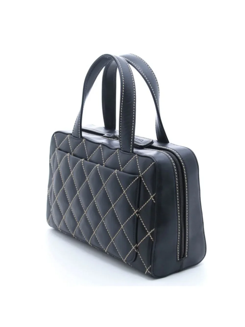 Chanel Wild Stitch Handbag Black Leather